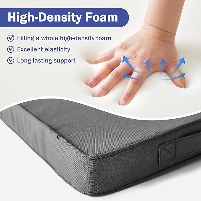 Outdoor Cushions, Outdoor Chair Cushions 24x24x4 Inch, Cushions for Outdoor Furniture with Removable Cover, Waterproof & Fade Resistant Outdoor Seat Cushions for Patio, Lawn, Dark Grey