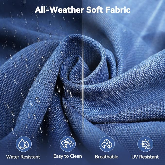 6" Thick Outdoor Cushions 22x24x6, 8-Set Deep Seat Patio Cushions with Removable Cover, Waterproof & Fade Resistant Replacement for Wicker Chair, Loveseat, Sofa - Blue