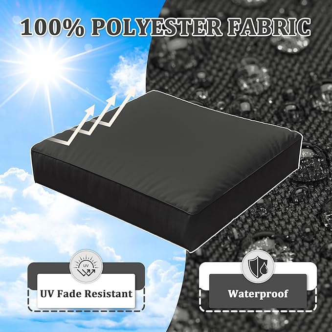 8-Piece Outdoor Cushions for Patio Furniture Thick Outdoor Chair Cushions Resilient Foam Waterproof Deep Seat Cushion Replacement for 3-Seat Sectional Sets Liner&Cover Black