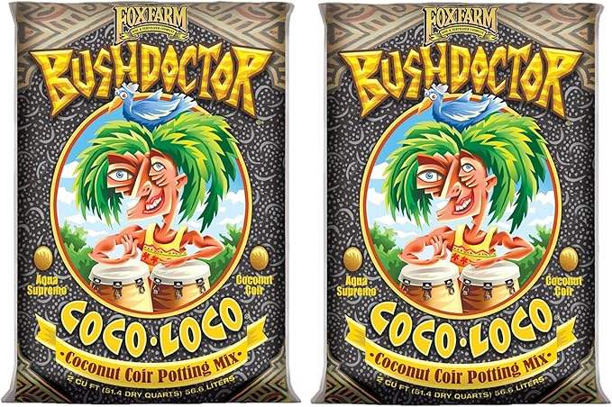 FoxFarm Bush Doctor Coco Loco Potting Mix, 2cu ft (Pack of 2) - Extends Your Watering Schedule, Triple-Washed to Reduce Salt Content - Perfect for Cultivating Healthy Plants