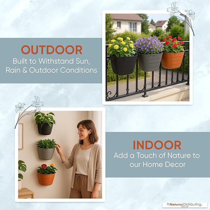 12 Inch Self-Watering Wall Planter for Indoor & Outdoor Use – Vertical Hanging Planter, BPA-Free, UV-Resistant – Perfect for Flowers, Herbs & Vegetables (Terracotta, Without Plug)