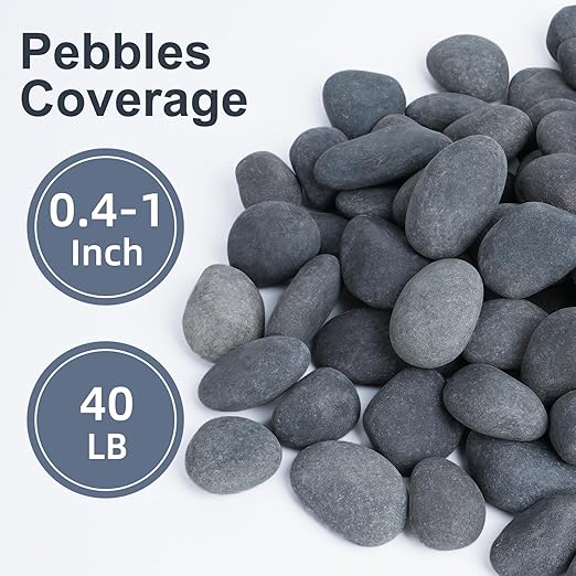 40 lbs River Rocks for Landscaping, 0.4-1 inch Natural Rocks for Aquarium, Fish Tank, Decorative Garden Stones for Plants, Flower Pots, Vase, Walkways