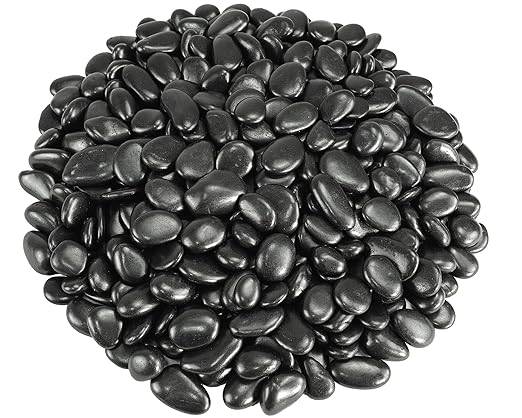 Pebbles for Indoor Plants, 5lbs Black Pebbles 0.5-1.2 Inch Decorative River Rocks for Planters, High Polished Stones for Vase Filler Fish Tank Landscaping Garden