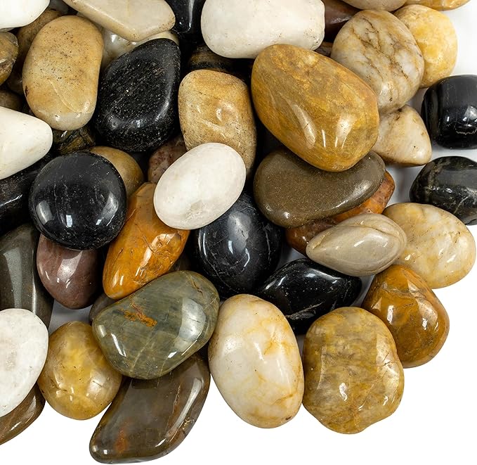Large River Rocks 20lbs, 2-3 Inch Pebbles for Plants, High Polished Natural Decorative Stones for Aquarium Vase Filler Fish Tank Landscaping Garden, Mixed Color