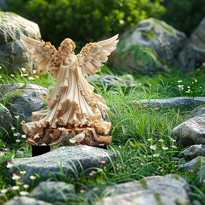 Bohemian Fairy Flower Pot Decoration, Planter Pots Decor, Garden Accessories for Home or Garden (White Dove Elf)
