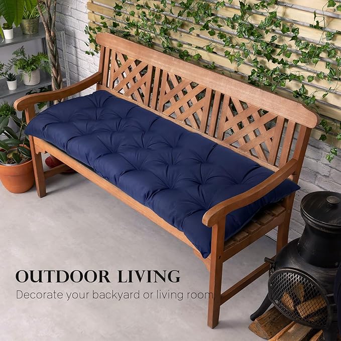 Outdoor Bench Cushion Waterproof Dark Grey Thicken Outdoor Seat Cushions for Garden Porch Sofa Settee Couch Patio Furniture Bench Pads with Ties,40"*20"