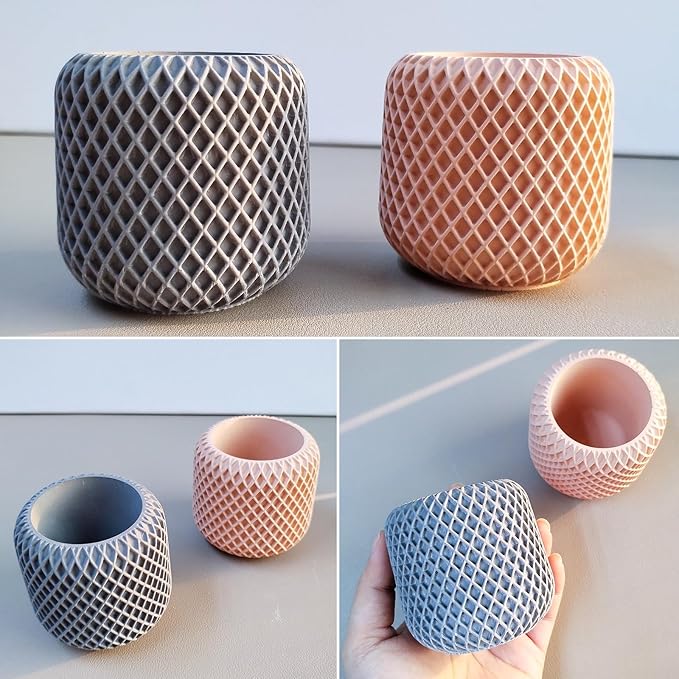 Unique Candle Jar Resin Mold, Geometric Texture Storage Container Silicone Molds for Resin Casting, Round Concrete Cement Jewelry Holder Planter Mold, Creative Display Art Craft DIY Home Decor