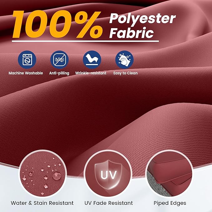 UDPATIO Outdoor Cushions for Patio Furniture, 4'' Replacement Cushions for Outdoor Furniture, 4 Seat Water-Resistant Outdoor Sectional for Sofa Couch Chair(Burgundy)