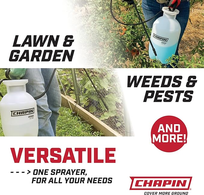 Chapin 22000 Pump Sprayer, 1-Gallon, Lawn & Garden, Translucent Poly Tank, Funnel-Top, SureSpray, Anti-Clog Filter, Adjustable Cone Nozzle & 34" Hose for Fertilizer, Weed & Pest Applications, 2 Pack