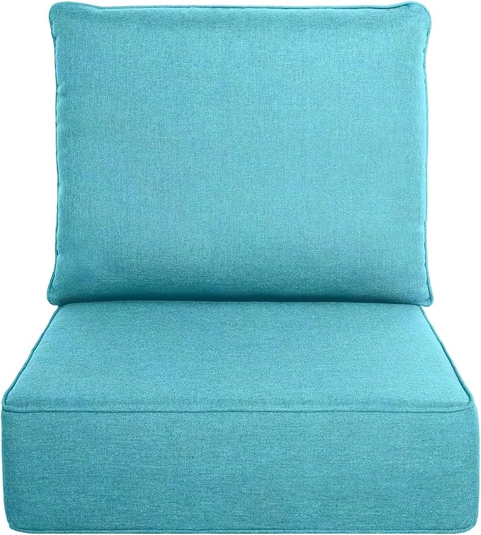 Belord Luxury 6" Thick Outdoor Cushion Set - 22 x24 Inch 28D Sponge Filling Fade-Resistant Chair Cushion, Spill Proof Removable Patio Furniture Replacement Cushion for Sofa Bench Swing - Turquoise