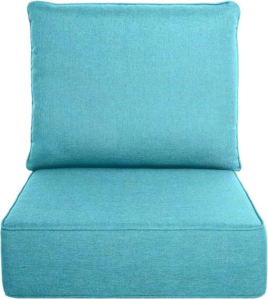 Belord Luxury 6" Thick Outdoor Cushion Set - 22 x24 Inch 28D Sponge Filling Fade-Resistant Chair Cushion, Spill Proof Removable Patio Furniture Replacement Cushion for Sofa Bench Swing - Turquoise