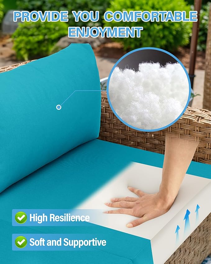 YEFU Outdoor Cushions for Patio Furniture: Replacement Cushions for Outdoor Furniture - Waterproof Couch Cushion - Fade-Resistant/Easy Clean - 14 Piece Sectional Cushion - Non-Slip/Storage Bag/Aruba