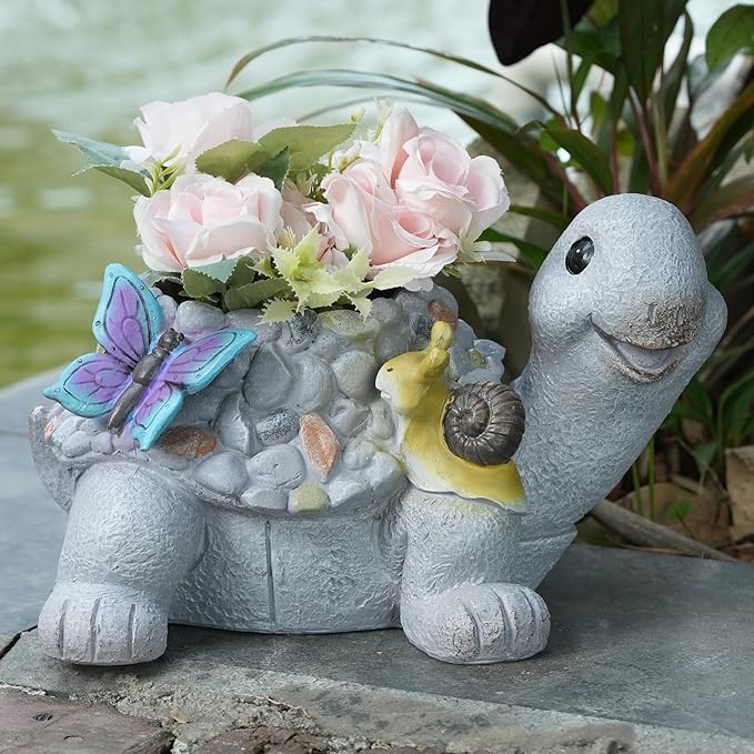 16.5" Large Succulent Plant Pots, Turtle Planter Flower Pots with Drainage Hole,Cute Planting Pots for Cactus,Succulent Planters for Indoor Plants Home Garden Flower Pot Gifts for Plant Lovers