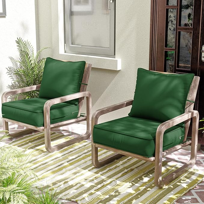 Outdoor Patio Chair Cushions Set 24 L X 24 W X 5 H Waterproof & Fade Resistant Deep Seat and Back Cushions with Removable Covers Outdoor Seat Cushion Set for Chairs and Sofas