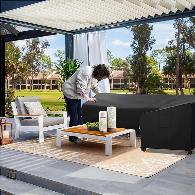 iBirdie Outdoor Patio Furniture Cover fit 87" x 112", 85" x 110", 84" x 108" L-Shaped Sectional Sofa, Waterproof Weatherproof Heavy Duty 600D Garden Cover for Outside L Shape Couch
