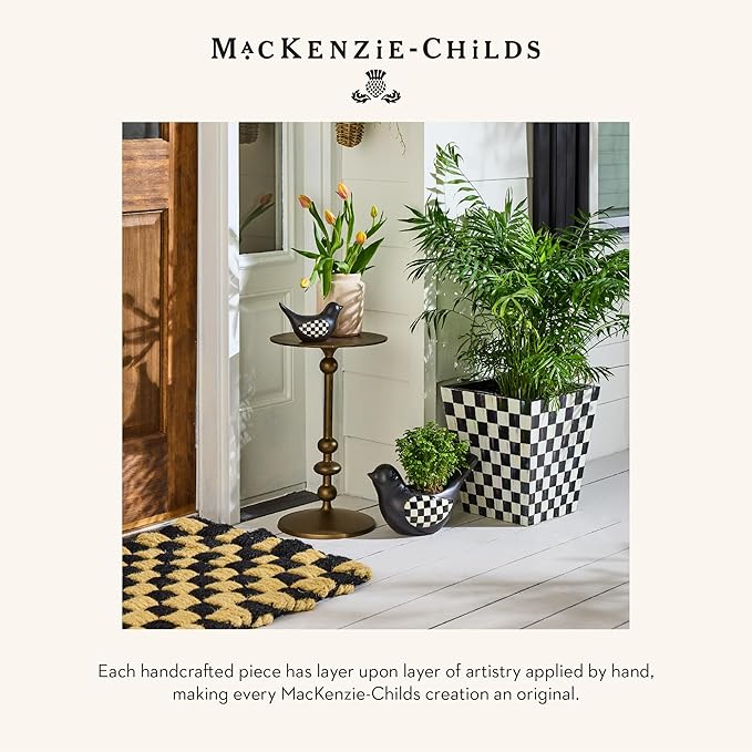 MACKENZIE-CHILDS Birdy Planter, Decorative Garden Planter, Black-and-White Courtly Check