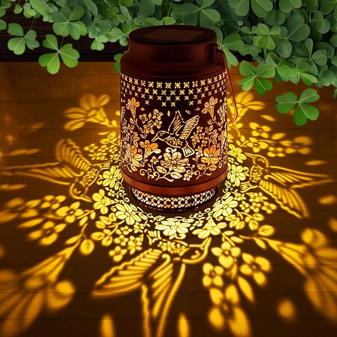 Solar Lanterns Outdoor Waterproof, Hummingbird Hanging Solar Lanterns Birthday Gifts for Women Mom Grandma, Garden Decor for Patio Yard Lawn Backyard Porch