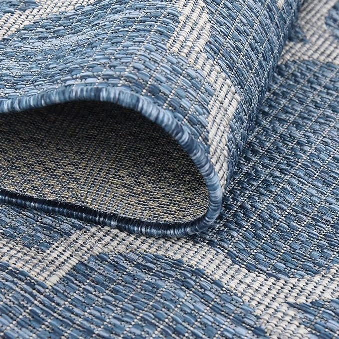 Unique Loom Outdoor Trellis Collection Area Rug - Trellis (Round 4' 0" x 4' 0", Navy Blue/ Ivory)