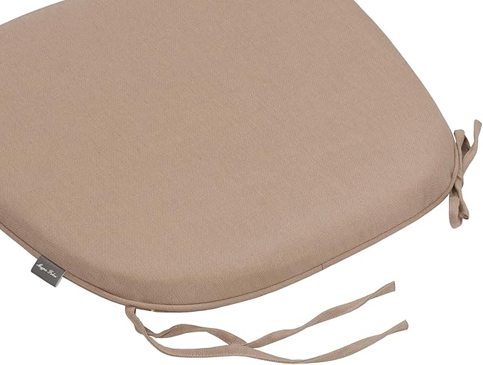 Magpie Fabrics 17"x16"x2" U-Shape Chair Cushions with Ties 4 Count, Outdoor Indoor Waterproof All Weather Seat Pads Decoration for Patio Garden Dining Office - Khaki