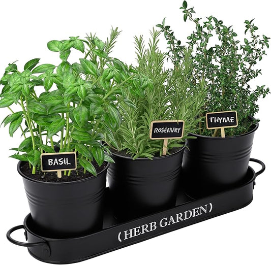 PERFNIQUE Indoor Herb Garden, Herb Planter for Indoor/Outdoor, Farmhouse Plant Pots, Windowsill Herb Garden with Tray(Planter only) Window Pots