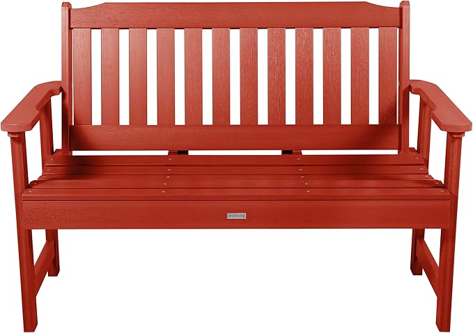 highwood Lehigh Garden Bench, 4 Feet, Rustic Red