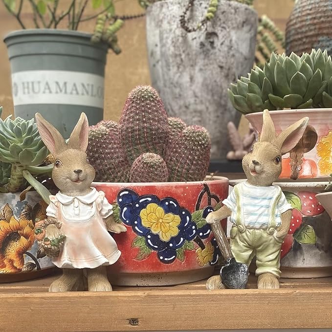Bunny Decor,Yard Decorations Outdoor Statues Bunny Figurines for Home Garden,Outdoor Statues Easter Rabbit Figurines Mom Grandma Gifts