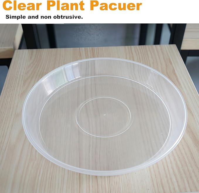 Plant Saucer Tray 10 inch, 6 Pack Plastic Plant Saucers for Indoors Outdoor, Heavy Duty Drainage Drip Water Trays for Planter Pots Flower, Flower Saucers for Pots Base (10", Clear)