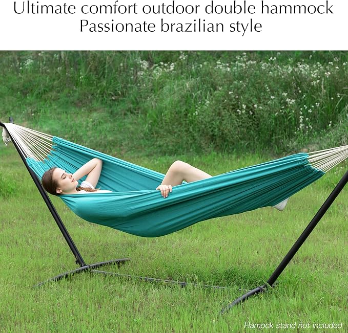 PNAEUT Double Hammocks for Outside, Replacement Outdoor Tree Hammock for Indoor Patio Porch Garden (Aqua, Medium)