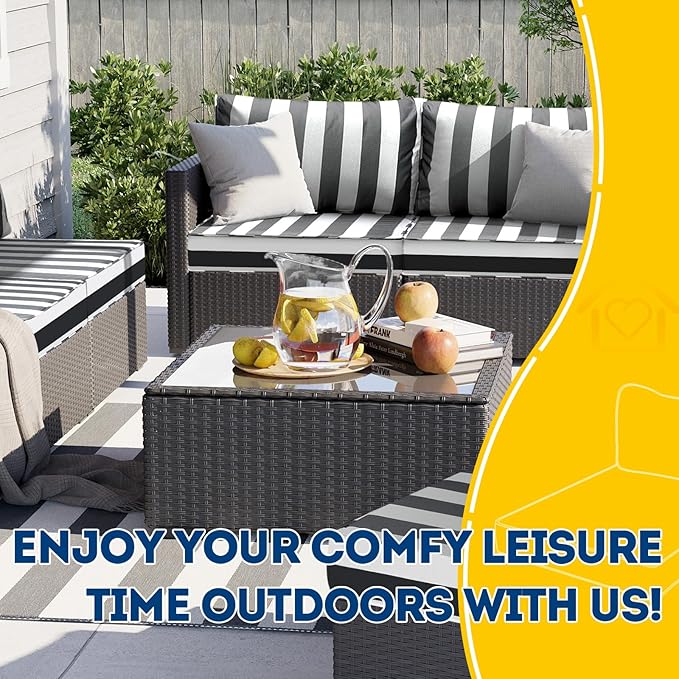 AAAAAcessories Outdoor Deep Seat Cushions, Waterproof, Fade-Resistant Patio Furniture Replacement Cushions, 23.5" x 25.5" x 5" + 23.5" x 13.5", Set of 2, Gray Cabana Stripe