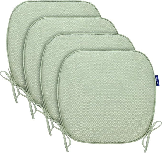 SleepMan Outdoor 17"x16" Chair Cushions with Ties Set of 4, Water Resistant All Weather U-Shape Seat Pads for Patio Garden Furniture Indoor Fade Resistant Patio Cushions (Light Green)
