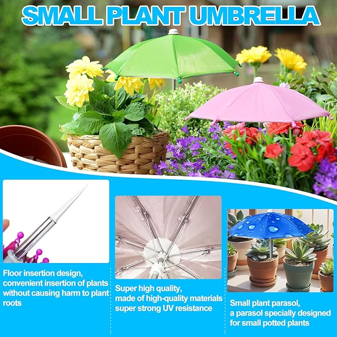 8PCS Small Plant Umbrellas for Outdoor Plants,Garden Umbrella Shade for Potted Plants,Garden Beds,Plants Shade Cover, Sun Shade Cloth for Plants,Provide Shade to ‌defend Plants from Blazing Sun.