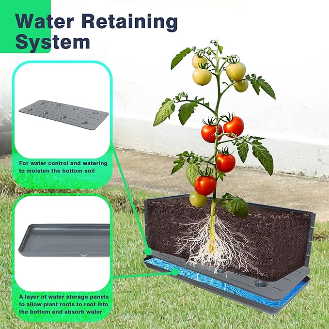 2Pack Raised Garden Bed Planter Boxe with Trellis, 55.2" Self Watering Tomato Planter Box with Trellis for Climbing Vegetable Flowers and Plants, Tomato Cage for Indoor Outdoor Use