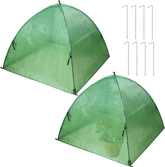 Plant Tent Outdoor Winter Shrub Cover Green Frost Tent Plant Covers Freeze Protection Tent Waterproof Plant Frost Protector, 2PCS 22x22x22Inch
