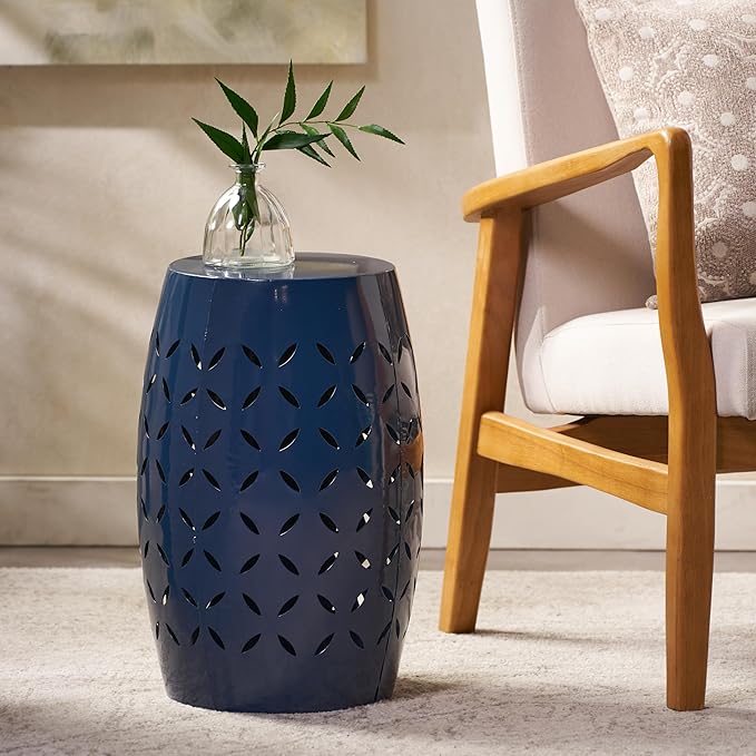 Christopher Knight Home Lilac Outdoor 12" Iron Side Table, Dark Blue