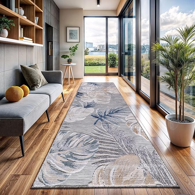 CAMILSON Runner Outdoor Rugs Oriental Retro Traditional Floral Medallion Area Rug 2x7 Non-Shedding Stain Resistant Indoor Carpet for Bathroom Hallway Kitchen Office (2 x 7 / Blue)