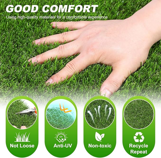Artificial Grass Tiles Interlocking Turf Squares Deck 27 Pack -12"x12" Indoor Outdoor Faux Grass Rug with Drainage Holes-Fake Grass Tiles Self-draining for Garden Lawn Landscape Balcony Decoration