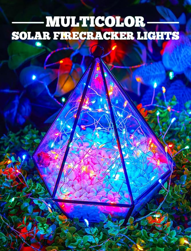 Brightown Solar Lights for Outside, 19.6Ft 240 LED Solar String Lights Outdoor Waterproof, 8 Modes Firecracker Balcony Lights for Tree Patio Christmas Party Wedding Decor (Multicolor)
