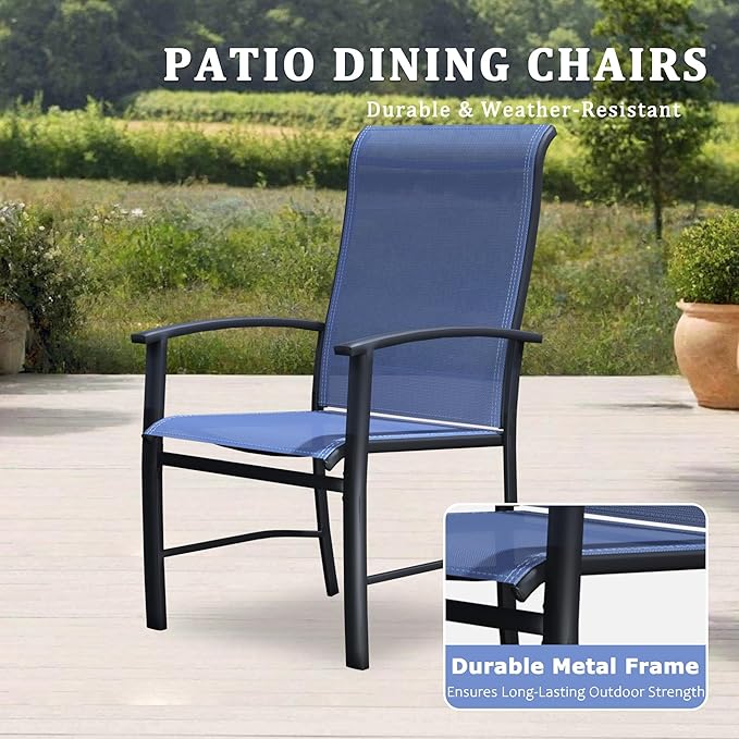 Outdoor Dining Chairs Set of 4, Patio Chairs with Metal Frame & Textilene Fabric, Perfect for Patio Garden Deck