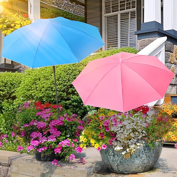 3 Pack Plant Umbrellas for Outdoor Plants - Adjustable Height Garden Umbrella Shade for Potted Plants Garden Beds Flower Pot, Provide Shade to ‌Defend Plants from Blazing Sun, Upgraded Larger Size