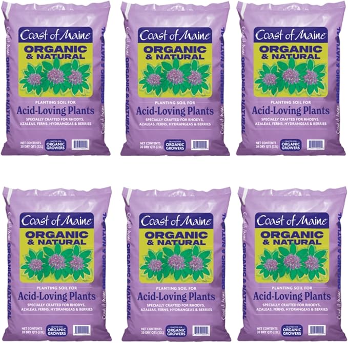 Coast of Maine Organic & Natural Planting Soil for Acid Loving Plants Azalea, Rhododendron & Berries - Premium Planting Soil w/Composted Manure, Sphagnum Peat Moss - Low pH, Enhanced Drainage (20 Qt)
