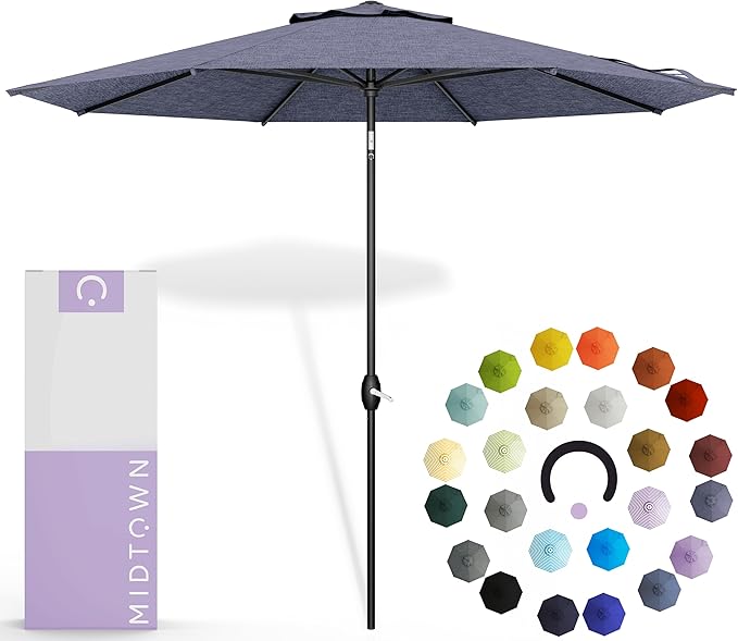 Midtown Umbrellas The Lean Patio Umbrella (Terylast Fabric - Textured Purple, 10 Foot)