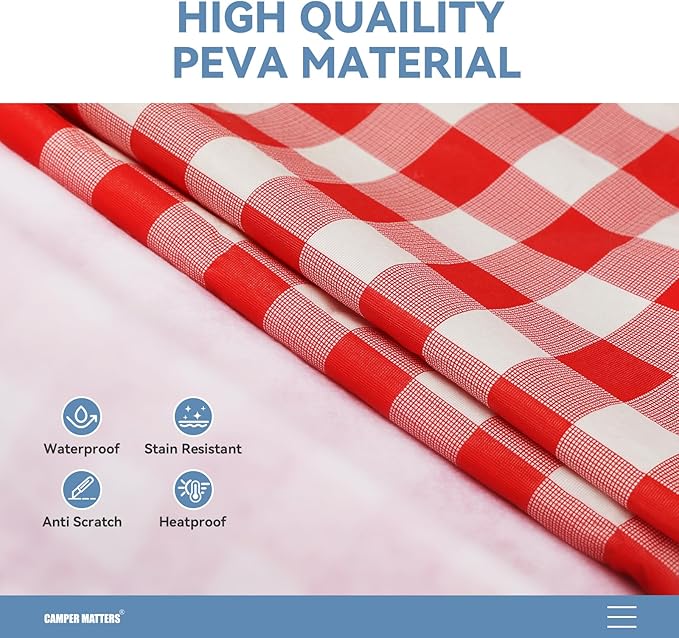 Picnic Table Cover and Bench Covers, Fitted Tablecloth Cover with Elastic Edge, Water and Oil Proof, for Outdoor, Garden, Camping, 72x28 Inch, 3 Pieces Set, Red & White