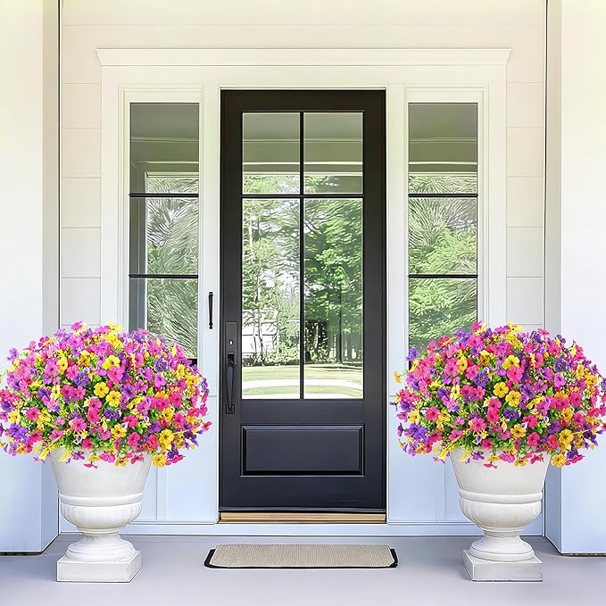 BLEUM CADE Artificial Flowers for Outdoors, 38 Bundles Faux Plants Outdoor Artificial Flowers for Decoration, UV Resistant Fake Flowers Artificial Plants & Flowers for Outdoors Garden Decor