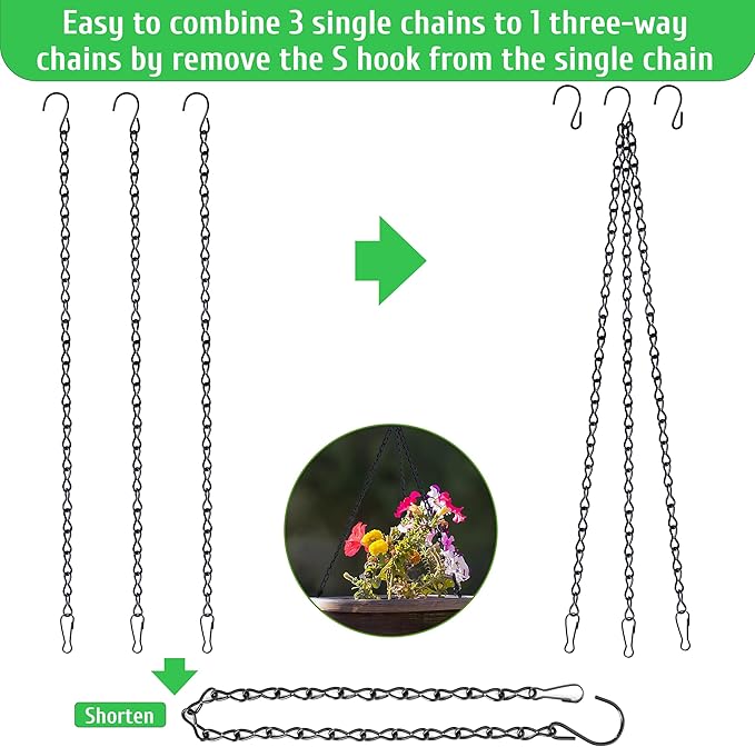 VRSS Hanging Chains for Hanging Planter Basket Bird Feeder Lanterns Ornaments Wind Chimes Billboards DIY Crafts (19 inch 6pcs)