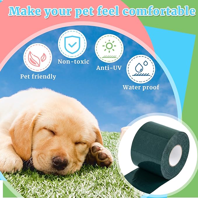 1 Roll 6 in x 33 ft Double Sided Turf Tape for Artificial Grass Rug Self Adhesive Artificial Turf Tape for Lawn Garden Carpet Connecting Outdoor Carpet