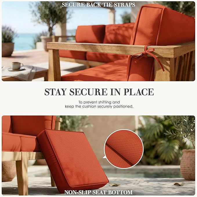 Outdoor Replacement Cushions for Patio Furniture, 5" Foam High-Density, 14-Piece Water-Resistant Outdoor Cushion for 6-Seat Sectional Patio Conversation Sets, Liner&Cover