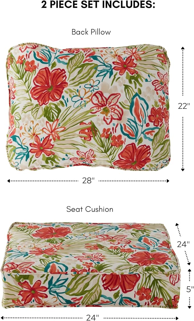 Greendale Home Fashions 2-Piece Outdoor Deep Seat Cushion Set, Garden
