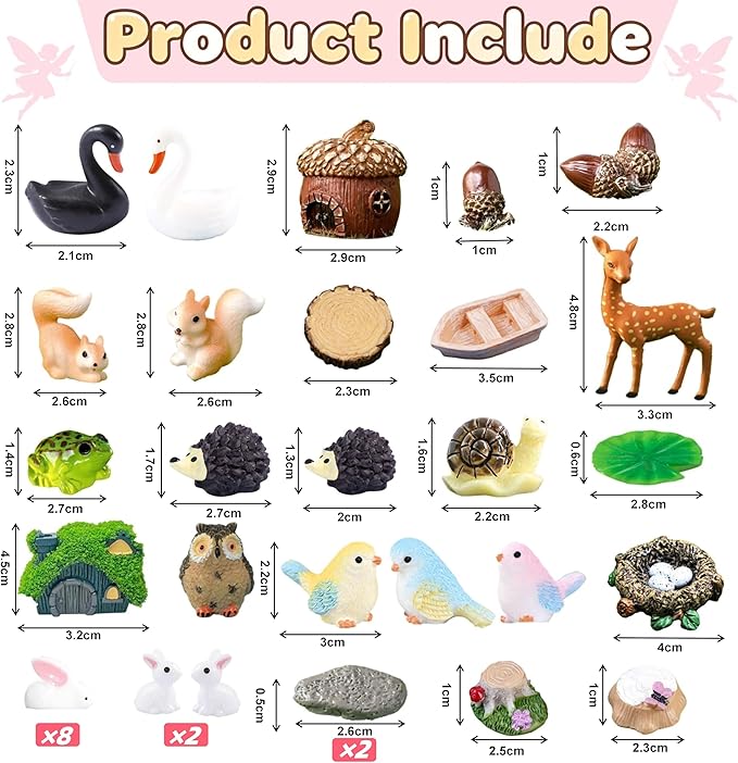 147Pcs Fairy Garden Kit Complete Miniature Figurines Accessories Set with Exclusive Mini Coffee Cups Butterflies DIY Resin Fairy House Mushrooms Animals Trees Decor for Indoor Outdoor Lawn Plant Pots