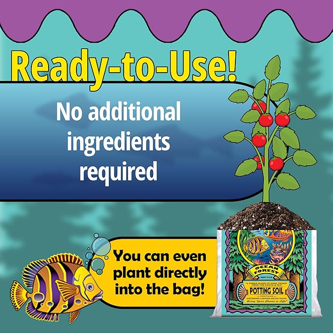 FoxFarm Ocean Forest Potting Soil for Container Gardens - Light, Aerated Texture with Fish Emulsion, Crab Meal, Earthworm Castings - Houseplant Potting Mix for Seedlings & Plant Starts - 2 x 1.5 Cu Ft