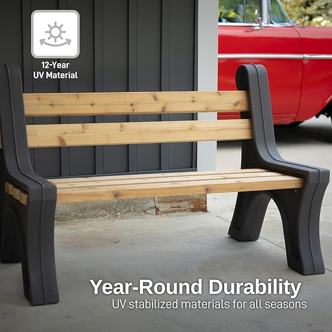 RTS Home Accents Custom Length Lightweight Indoor or Outdoor Bench Ends with Backrest (Wood & Screws Sold Separately), Graphite